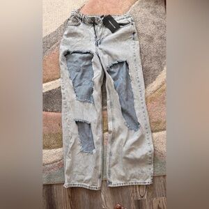 PrettyLittleThing Gray Distressed Boyfriend Jeans